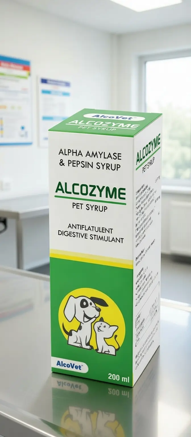 Alcozyme digestive enzyme syrup bottle
