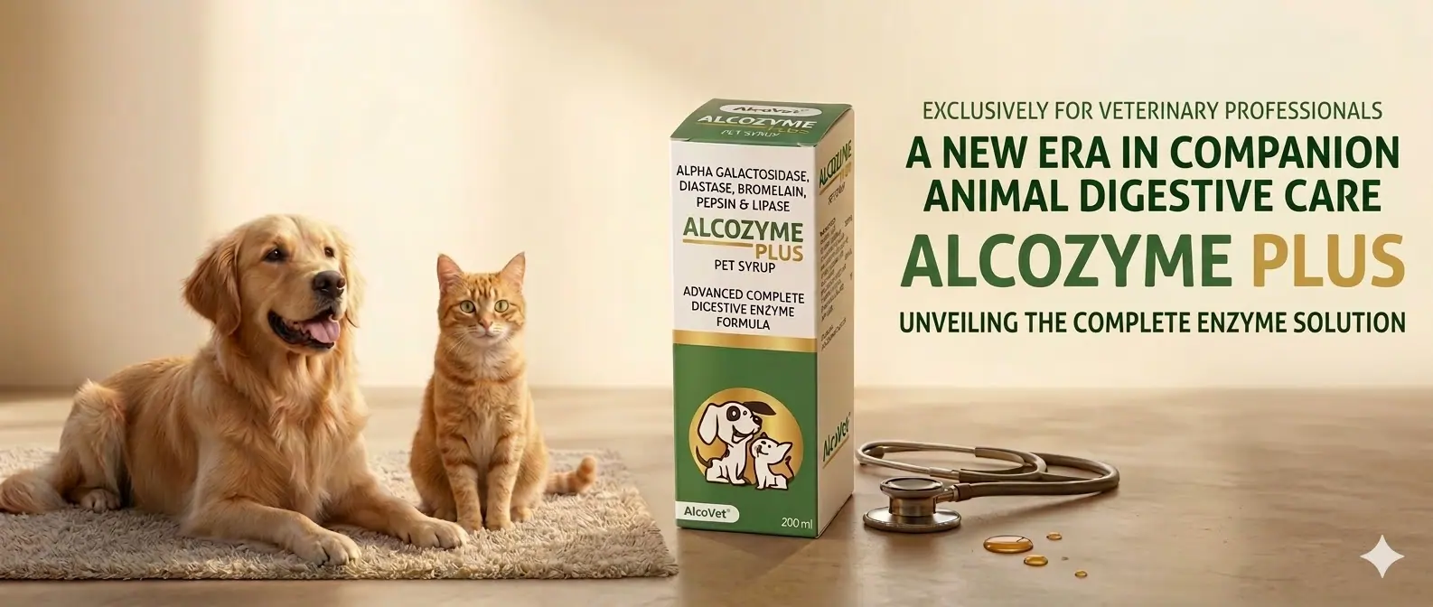 Alcozyme Plus - Advanced five-enzyme digestive formula for dogs and cats