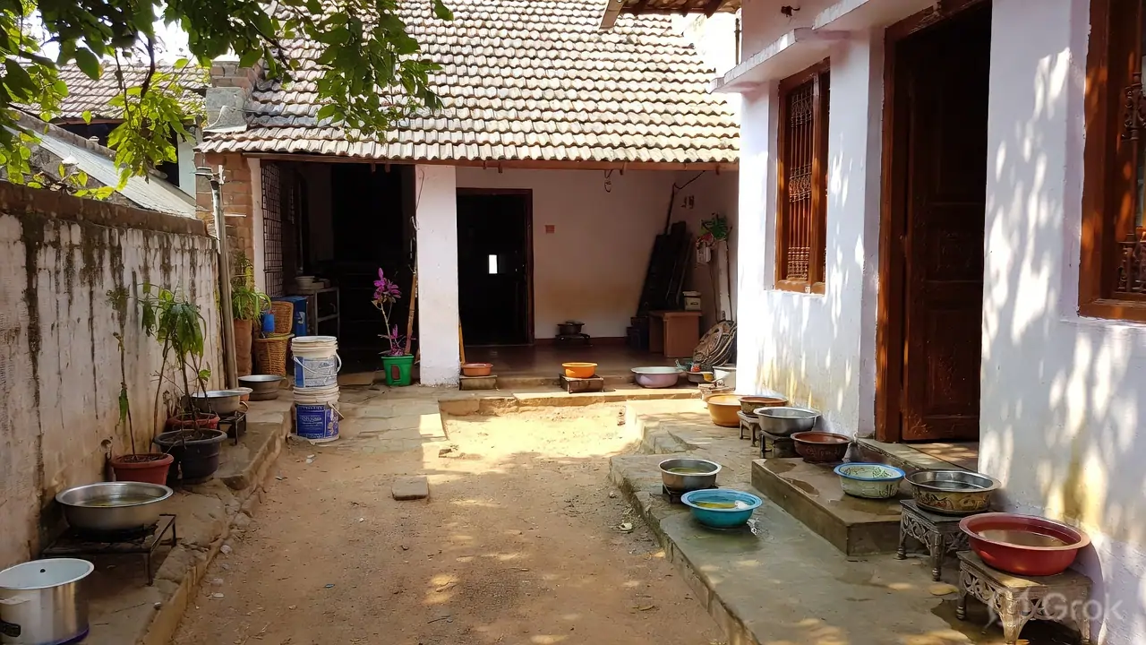 Multiple water bowls placed around an Indian home — providing water in several locations ensures cats drink throughout the day without competition or extra effort