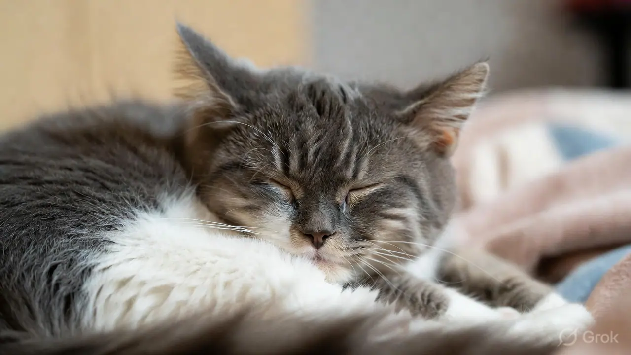 Senior cat resting comfortably — cats over 7 years benefit from 6-monthly veterinary health monitoring